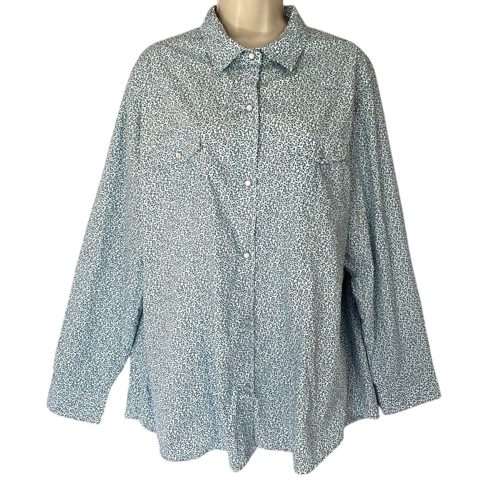 RCCO Rodeo Clothing Co Western Pearl Snap Shirt Womens 2XL Ditsy Floral Cowgirl